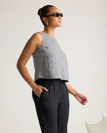 100% European Linen Cropped Tank - US 0348