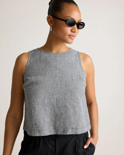 100% European Linen Cropped Tank - US 0348