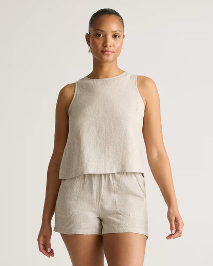 100% European Linen Cropped Tank - US 0407