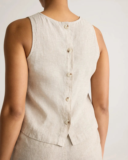 100% European Linen Cropped Tank - US 0407