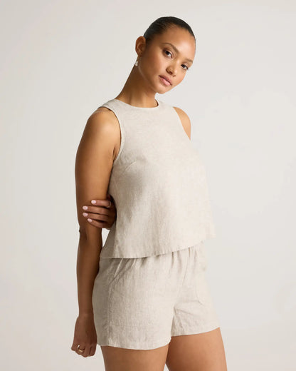 100% European Linen Cropped Tank - US 0407