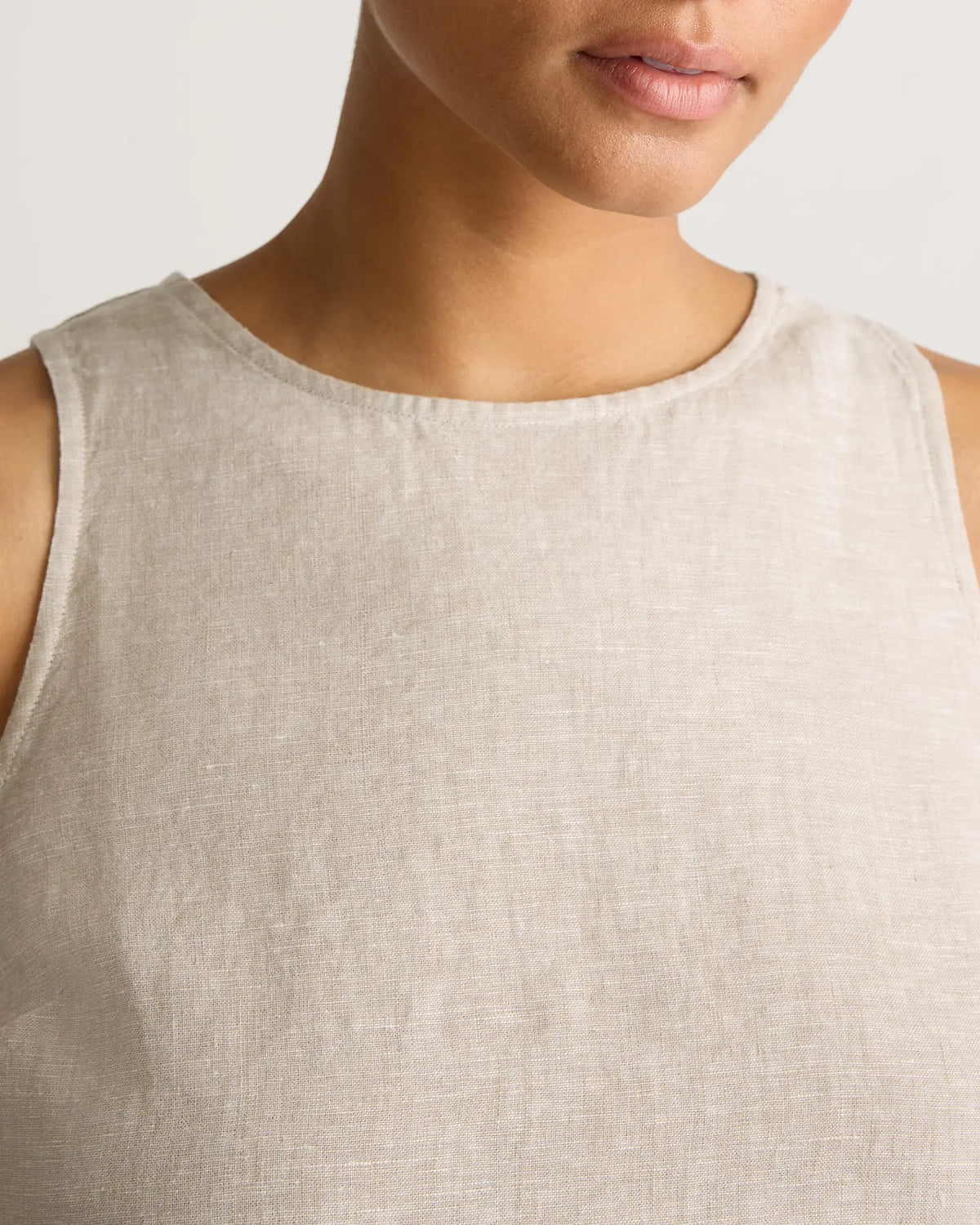 100% European Linen Cropped Tank - US 0407