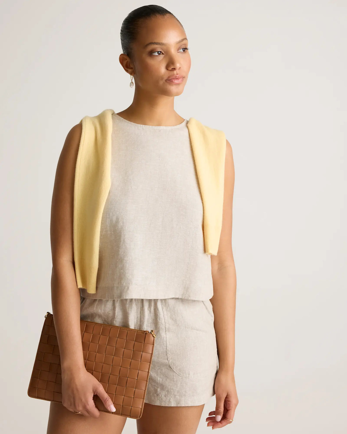 100% European Linen Cropped Tank - US 0407