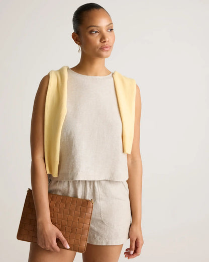 100% European Linen Cropped Tank - US 0407