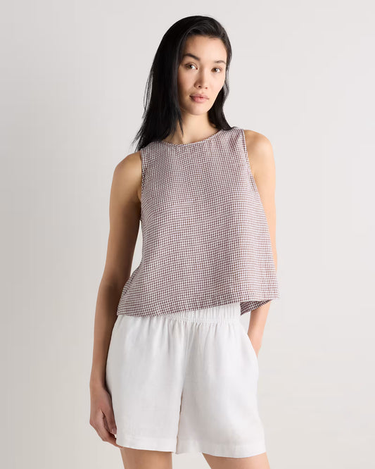 100% European Linen Cropped Tank - US 9180