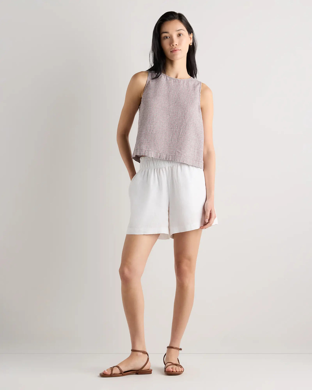 100% European Linen Cropped Tank - US 9180
