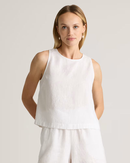 100% European Linen Cropped Tank - US 1226