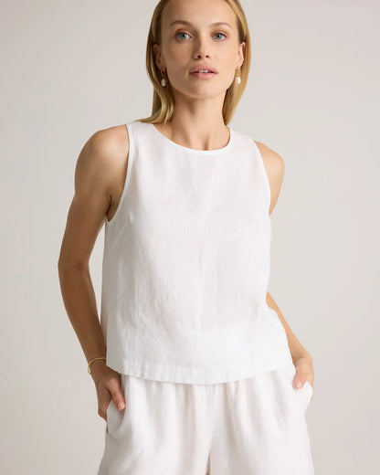 100% European Linen Cropped Tank - US 1226