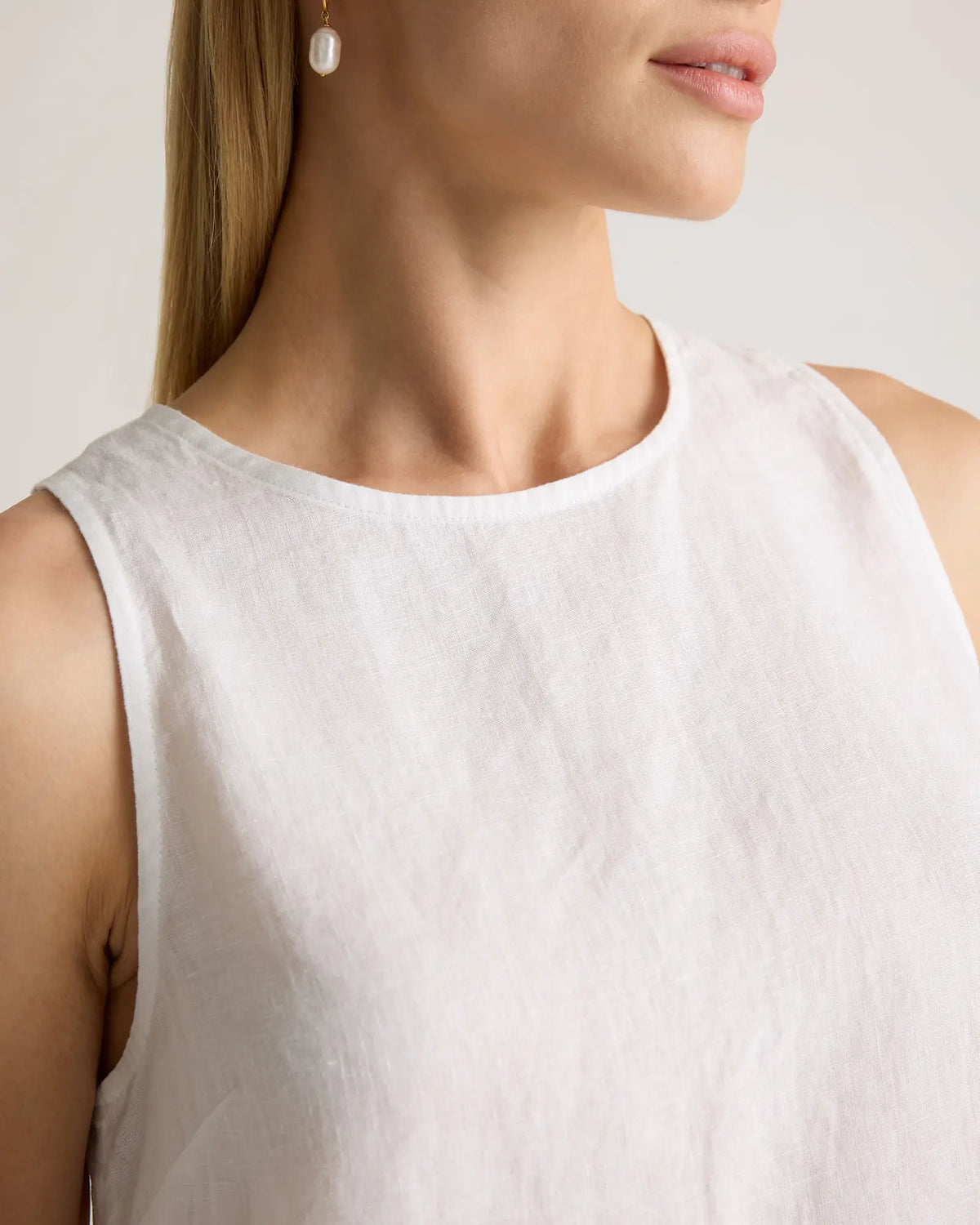 100% European Linen Cropped Tank - US 1226