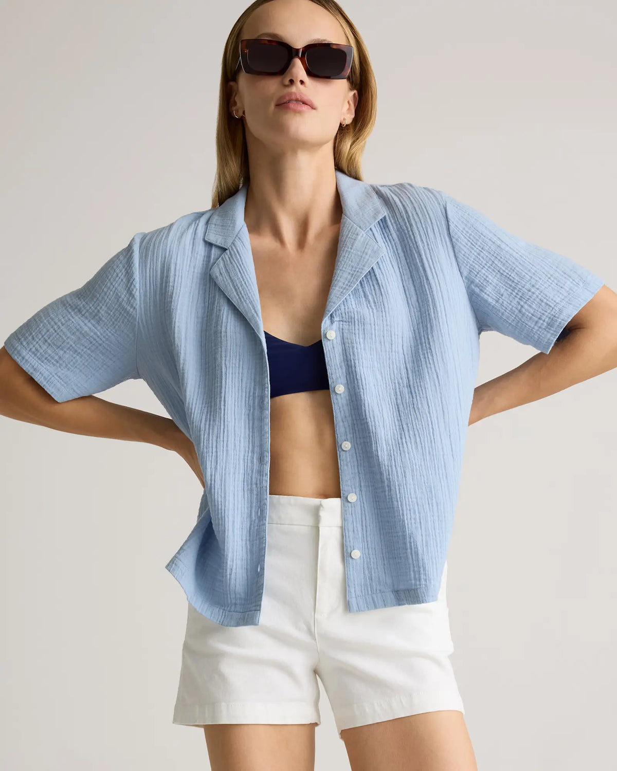 100% Organic Cotton Gauze Short Sleeve Shirt - US 5870
