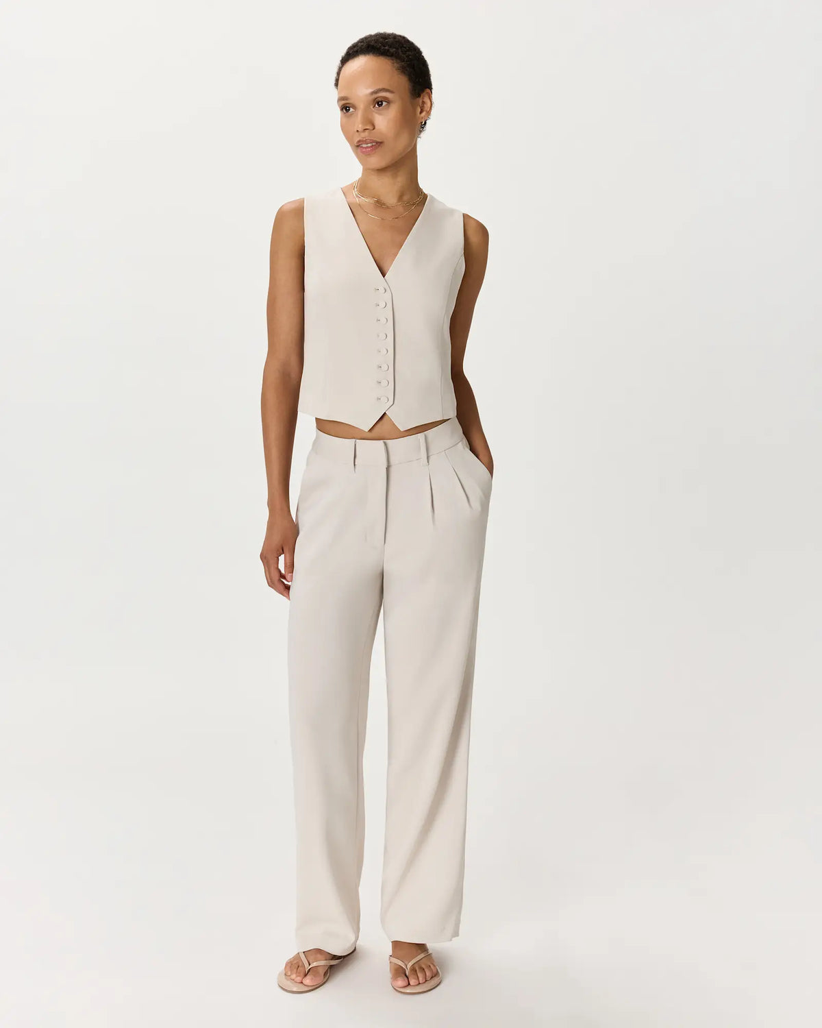 Fluid Crepe Vest - US 9732