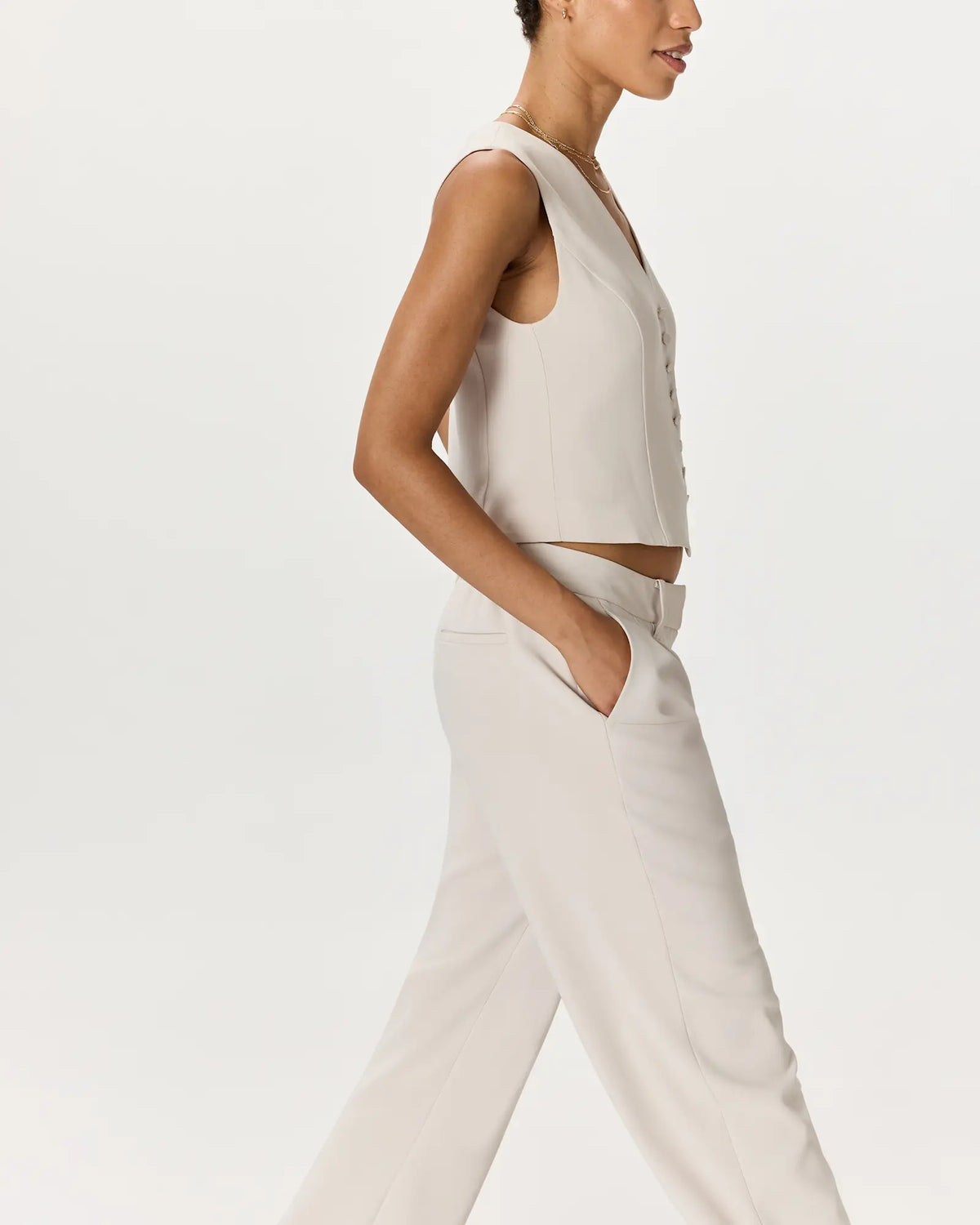 Fluid Crepe Vest - US 9732