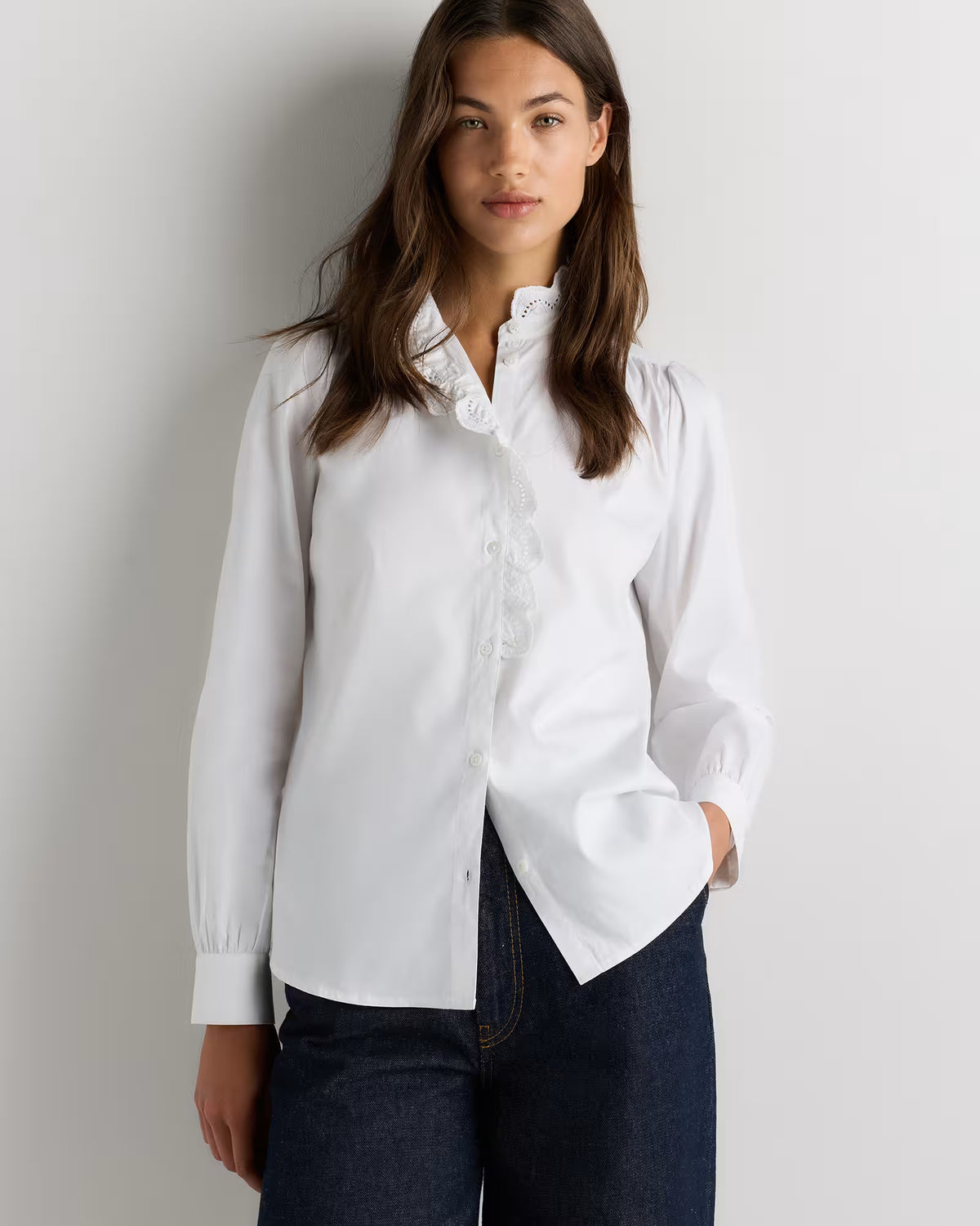 100% Organic Cotton Lace Ruffle Blouse - US 8332