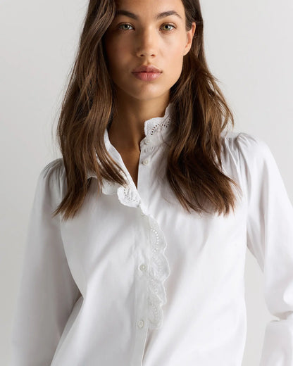 100% Organic Cotton Lace Ruffle Blouse - US 8332