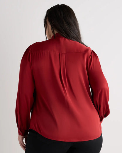 Washable Stretch Silk Tie Neck Blouse - US 9170