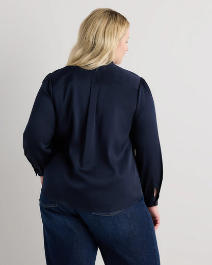 Washable Stretch Silk Tie Neck Blouse - US 1703