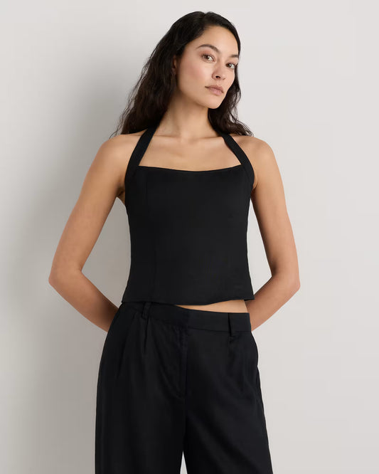100% European Linen Halter Top - US 0231