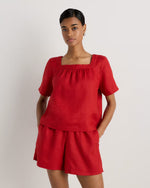 100% European Linen Square Neck Swing Top - US 5974