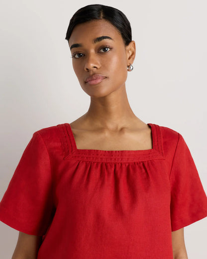 100% European Linen Square Neck Swing Top - US 5974