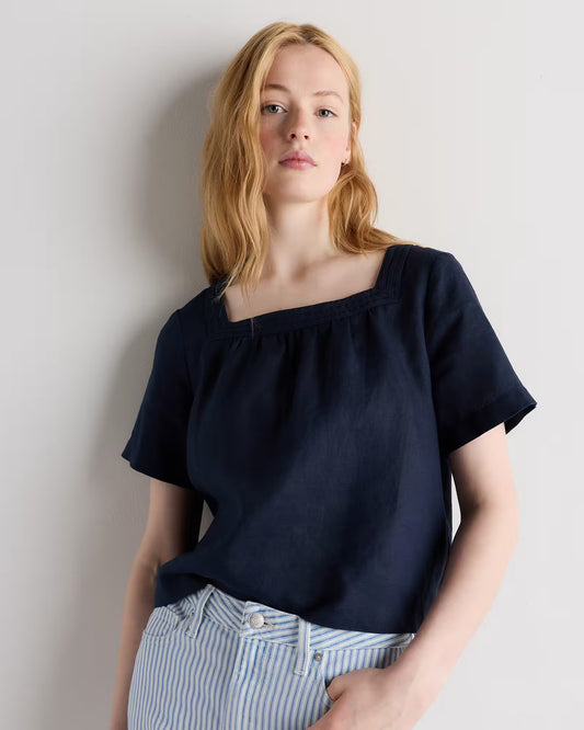 100% European Linen Square Neck Swing Top - US 6361
