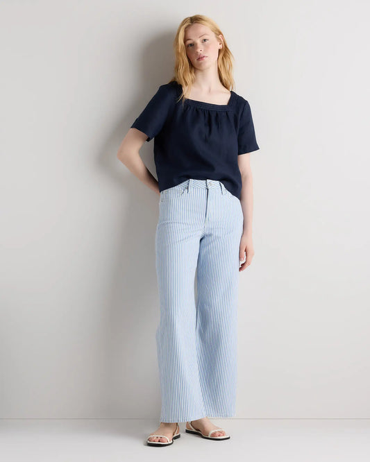 100% European Linen Square Neck Swing Top - US 6361