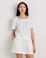 100% European Linen Square Neck Swing Top - US 7828