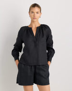 100% European Linen Peasant Top - US 9024