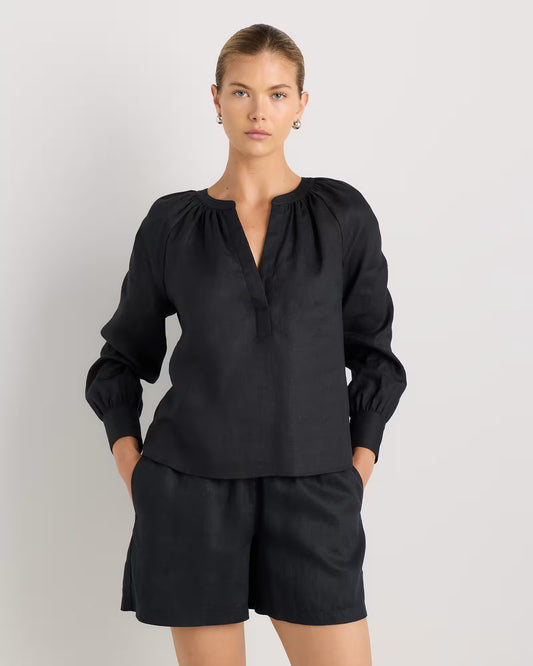 100% European Linen Peasant Top - US 9024