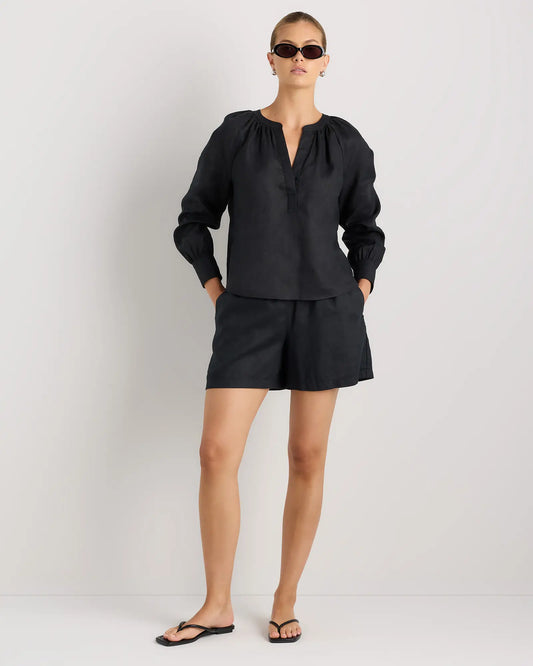 100% European Linen Peasant Top - US 9024