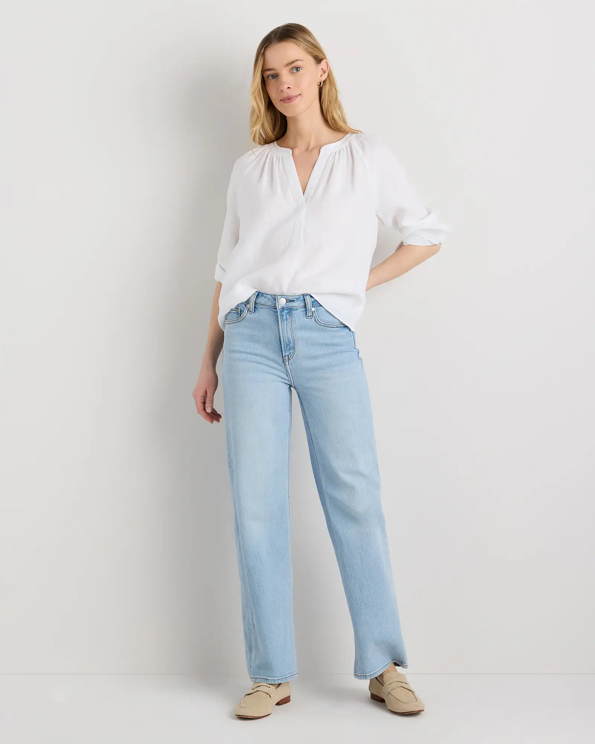 100% European Linen Peasant Top - US 2286