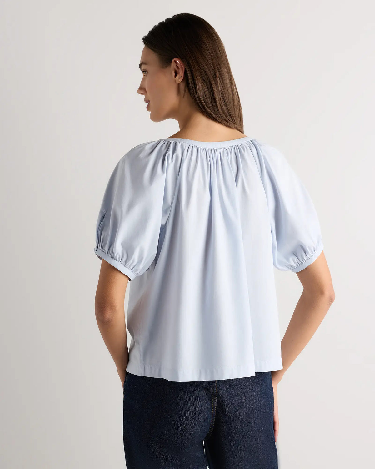Cotton Viscose Voile Raglan Short Sleeve Blouse - US 9773
