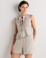 100% European Linen Pleated Tank - US 5773