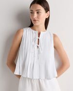 100% European Linen Pleated Tank - US 9582