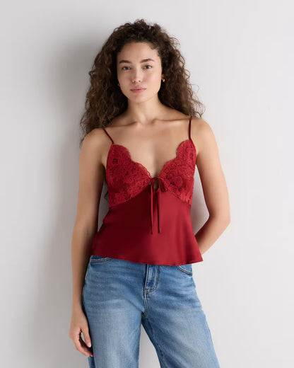 100% Washable Silk Lace Cutout Cami - US 4890