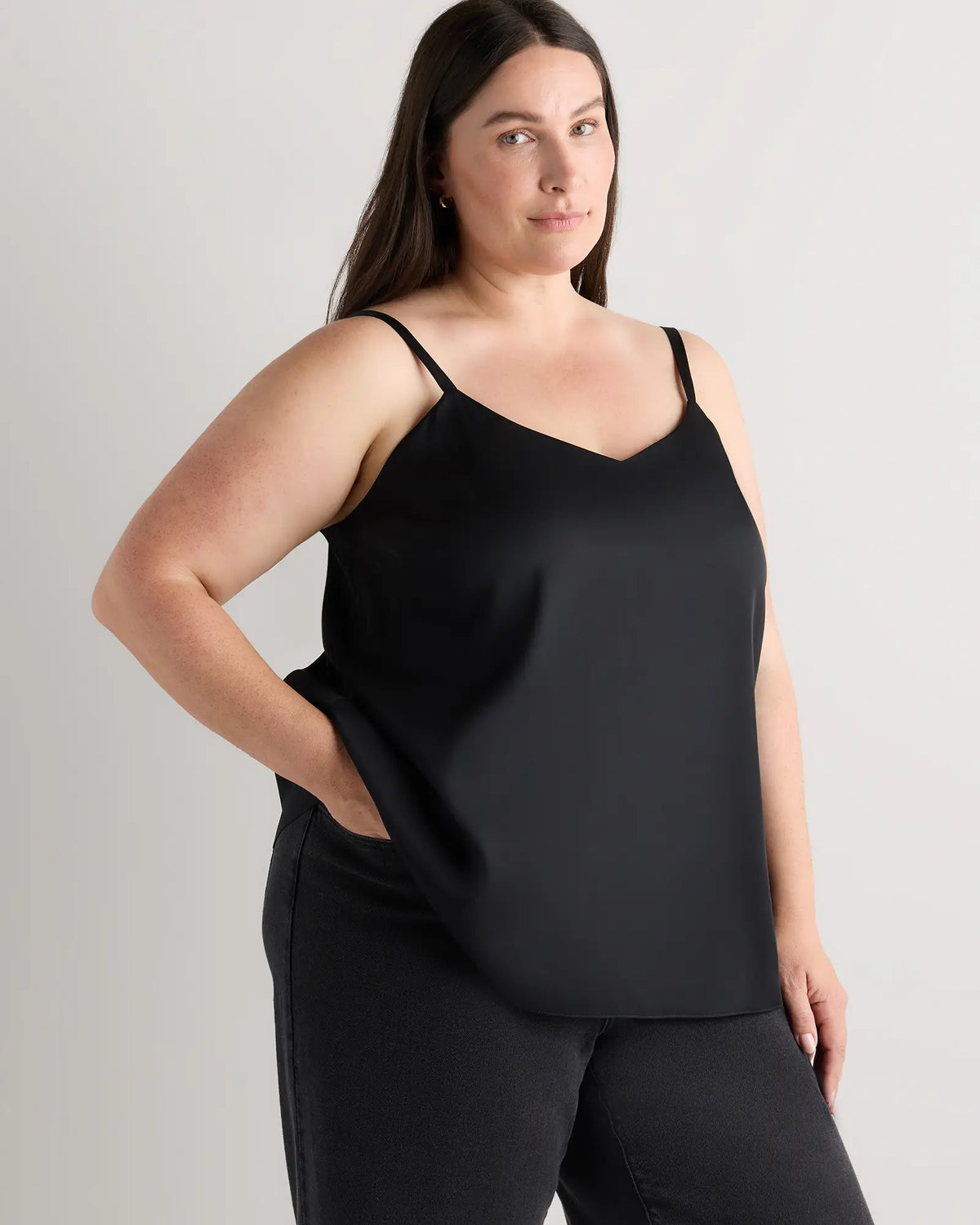 Washable Stretch Silk V-Neck Cami - US 7250