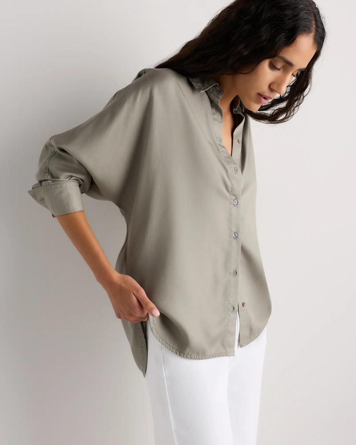 Vintage Wash Tencel Dolman Long Sleeve Shirt - US 8017