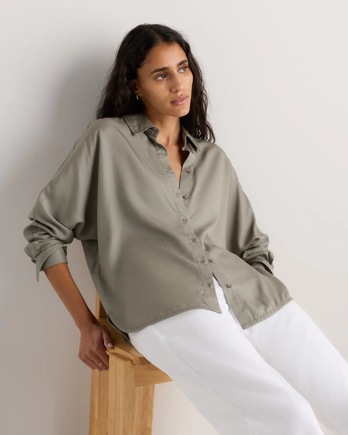Vintage Wash Tencel Dolman Long Sleeve Shirt - US 8017