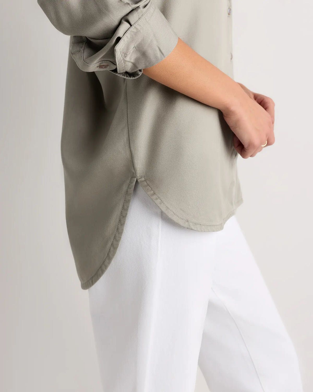Vintage Wash Tencel Dolman Long Sleeve Shirt - US 8017