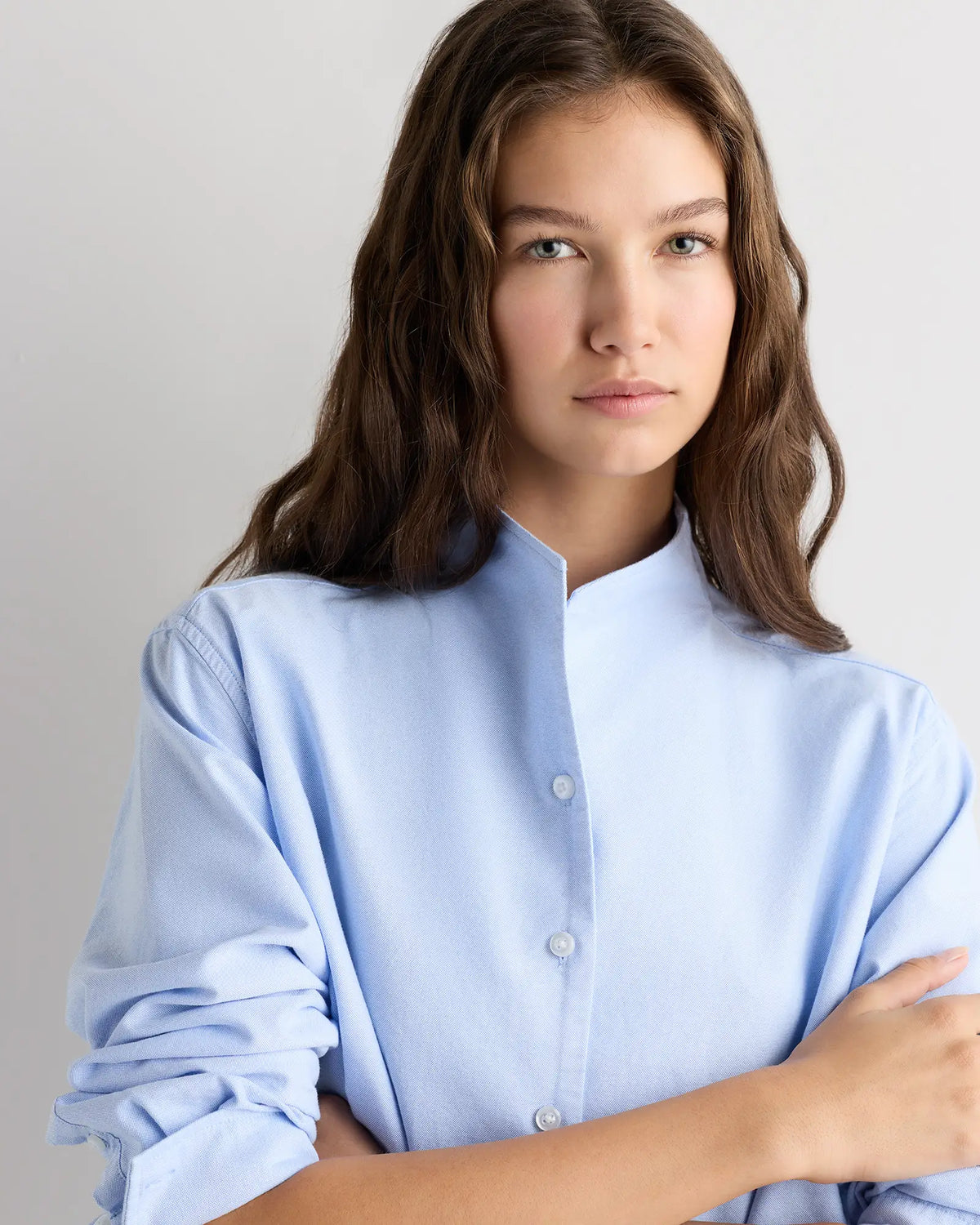 Organic Cotton Oxford Stand Collar Shirt - US 6601