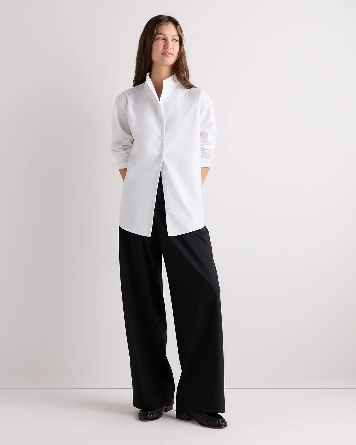Organic Cotton Oxford Stand Collar Shirt - US 8242