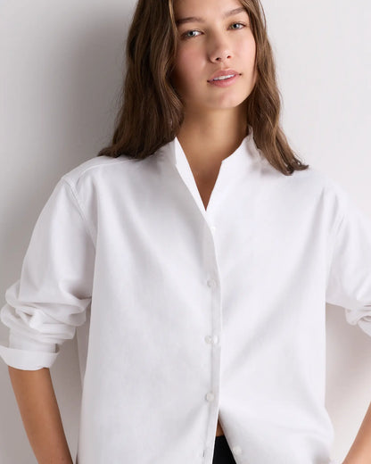 Organic Cotton Oxford Stand Collar Shirt - US 8242