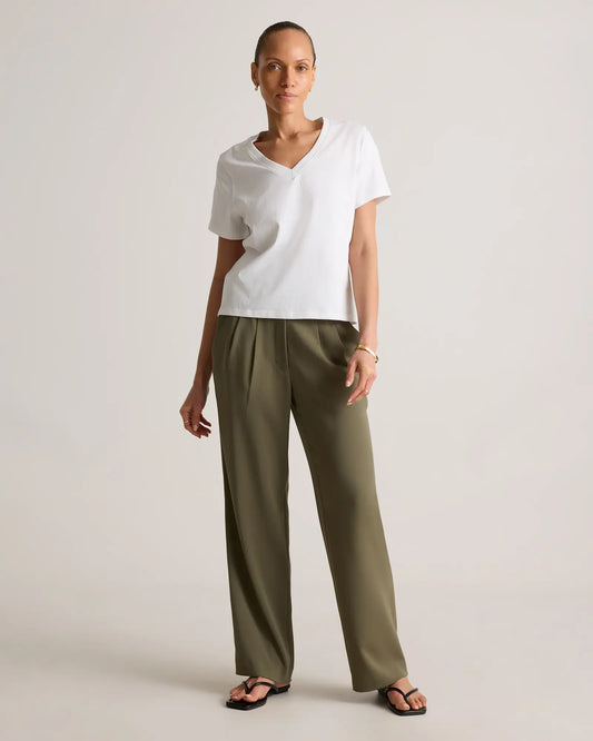 100% Organic Cotton Boxy V-Neck Tee - US 8452