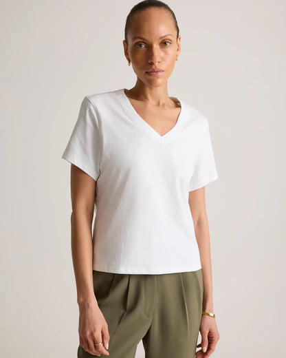 100% Organic Cotton Boxy V-Neck Tee - US 8452