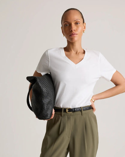 100% Organic Cotton Boxy V-Neck Tee - US 8452
