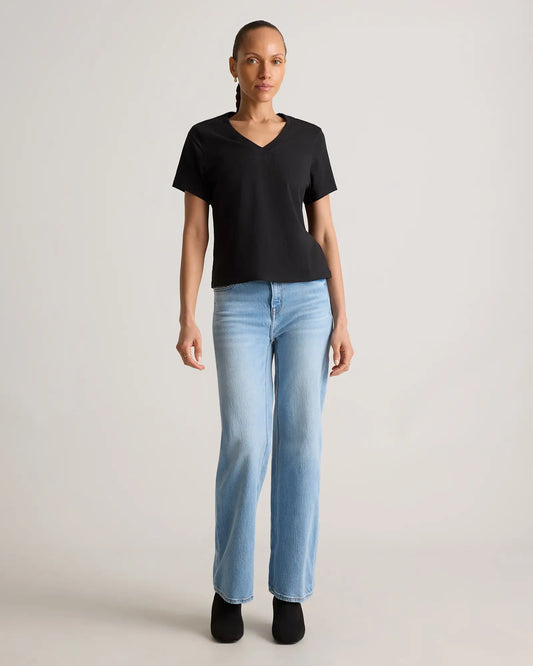 100% Organic Cotton Boxy V-Neck Tee - US 0398