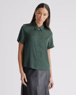 Washable Stretch Silk Short Sleeve Blouse - US 7121