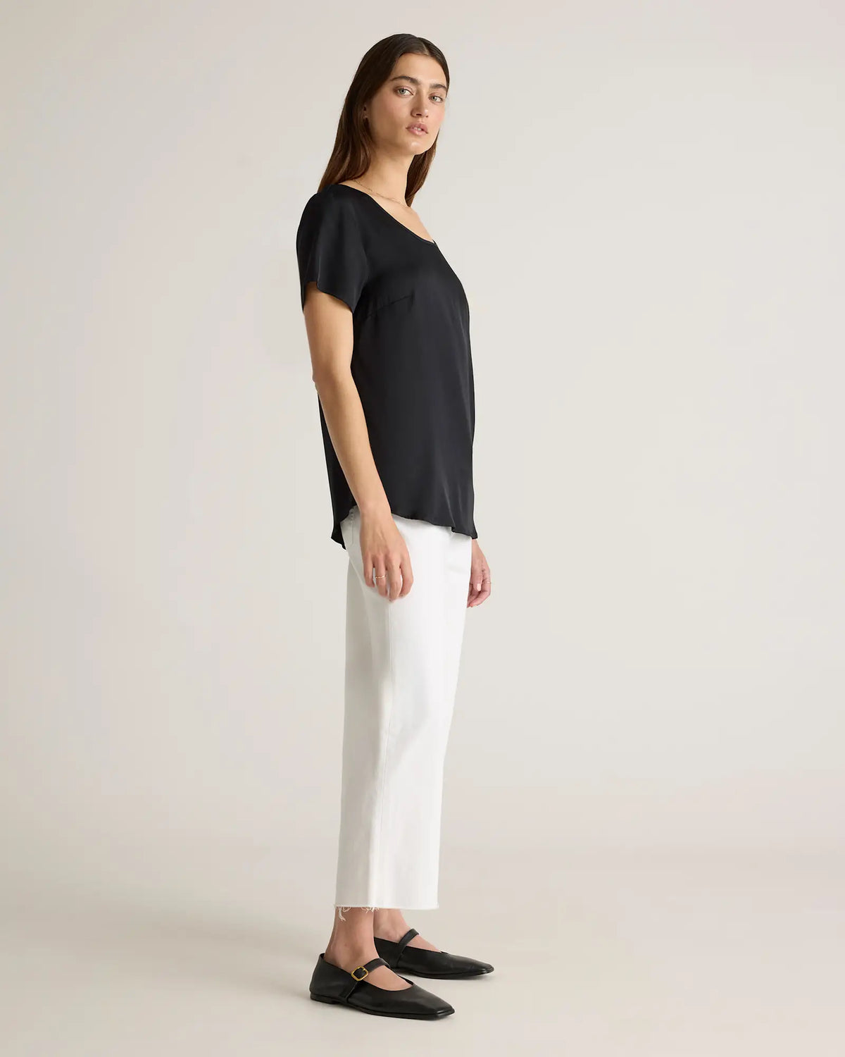Washable Stretch Silk Tee - US 4440