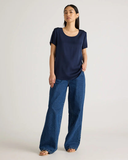 Washable Stretch Silk Tee - US 8156