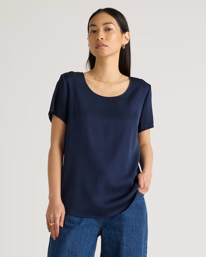 Washable Stretch Silk Tee - US 8156