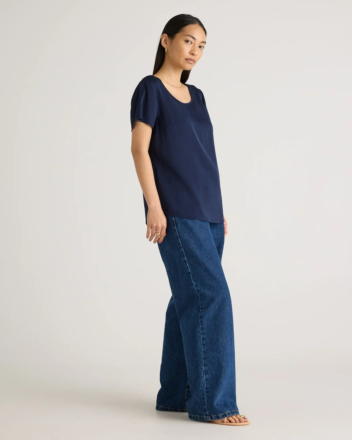 Washable Stretch Silk Tee - US 8156
